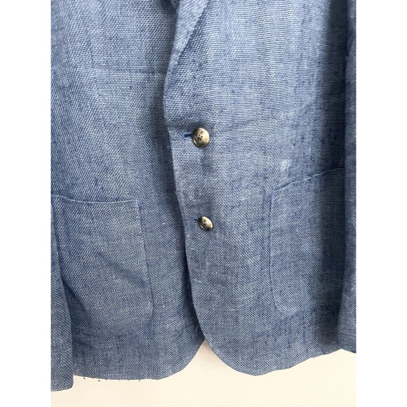 Rodd & Gunn Size XL Sports Fit Blue Hopsack Linen Wool Italy Solbiati Blazer - Picture 2 of 11
